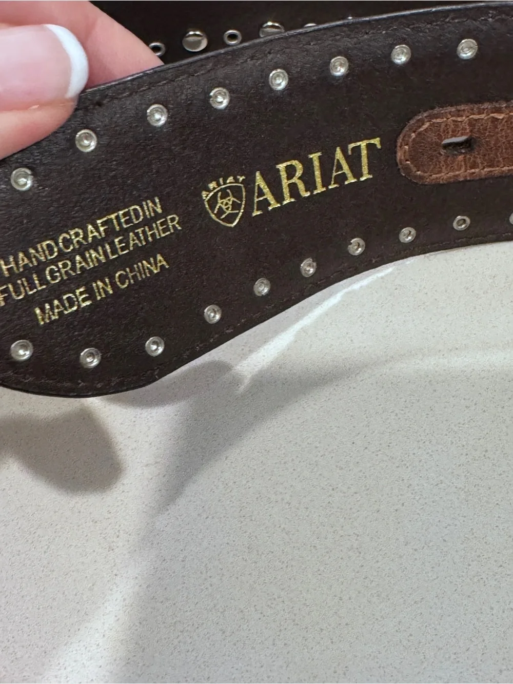 Ariat rhinestone buckle and leather belt size 36/90